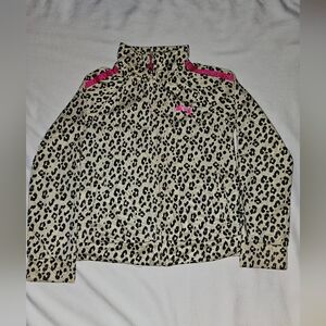 PUMA Leopard Print Allover & Pink Detailing Zip Up Jacket Girls Size 5